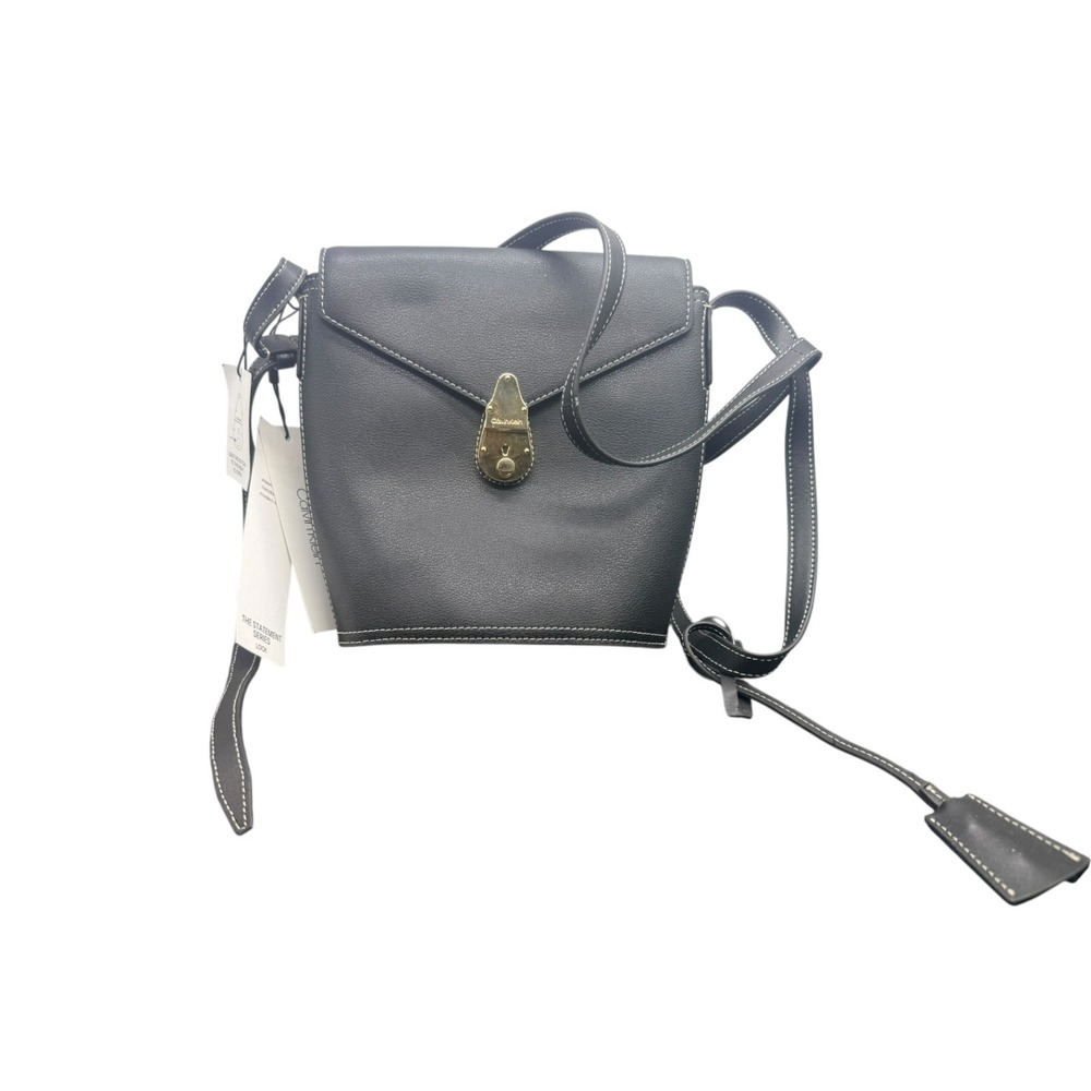 Calvin Klein Locked Small Bucket Bag‎ Leather Black Crossbody Handbag